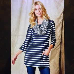 NWT Bonmarche UK Striped Tunic with Scarf